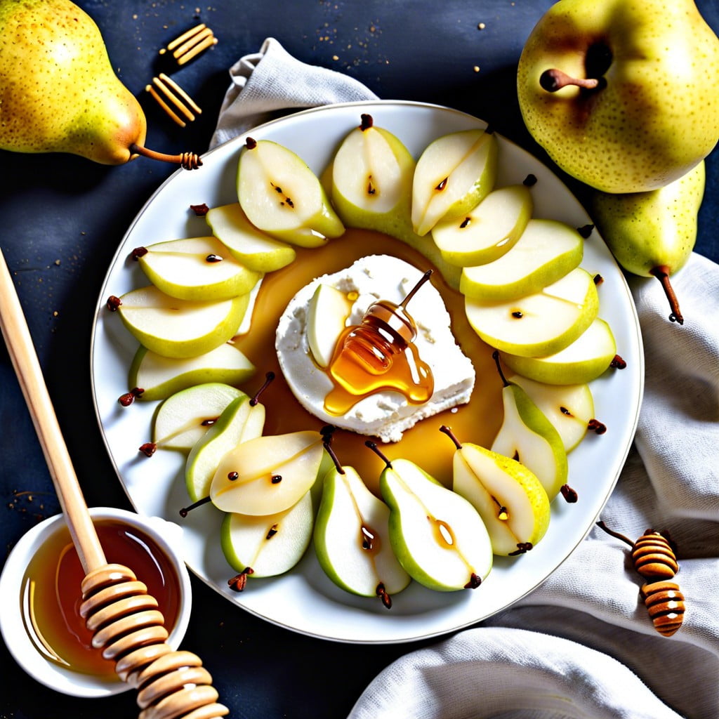 pear slices with ricotta cheese and honey