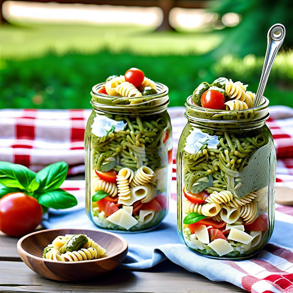 pesto pasta salad jars