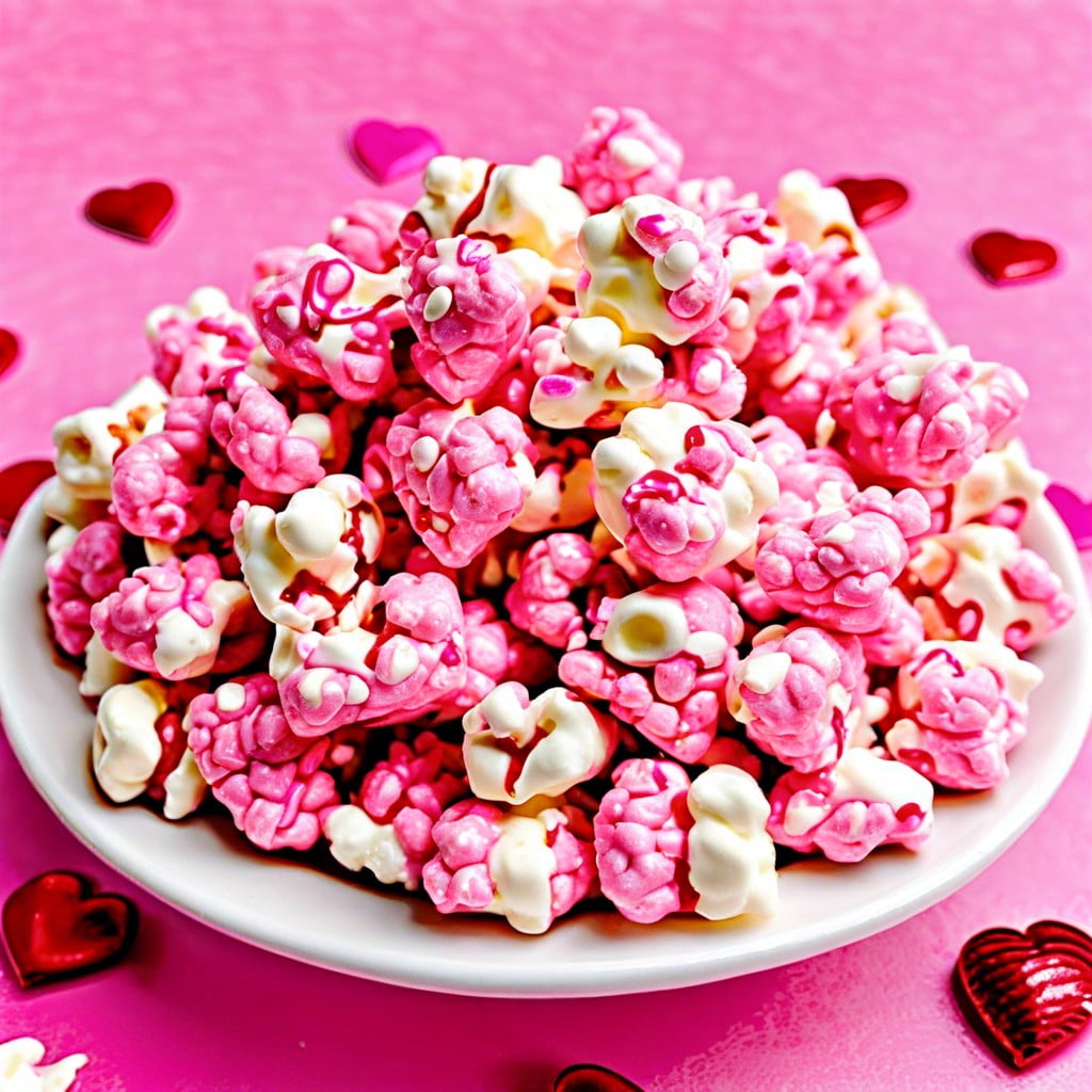 pink popcorn with white chocolate