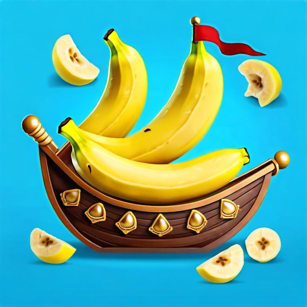 pirate ship banana boats with fruit sails