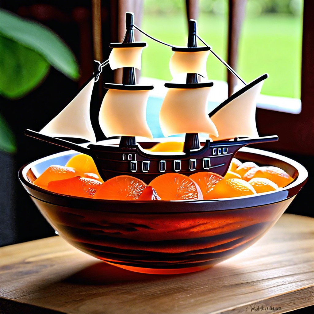 pirate ship jell o bowls blue jell o with orange slice boats