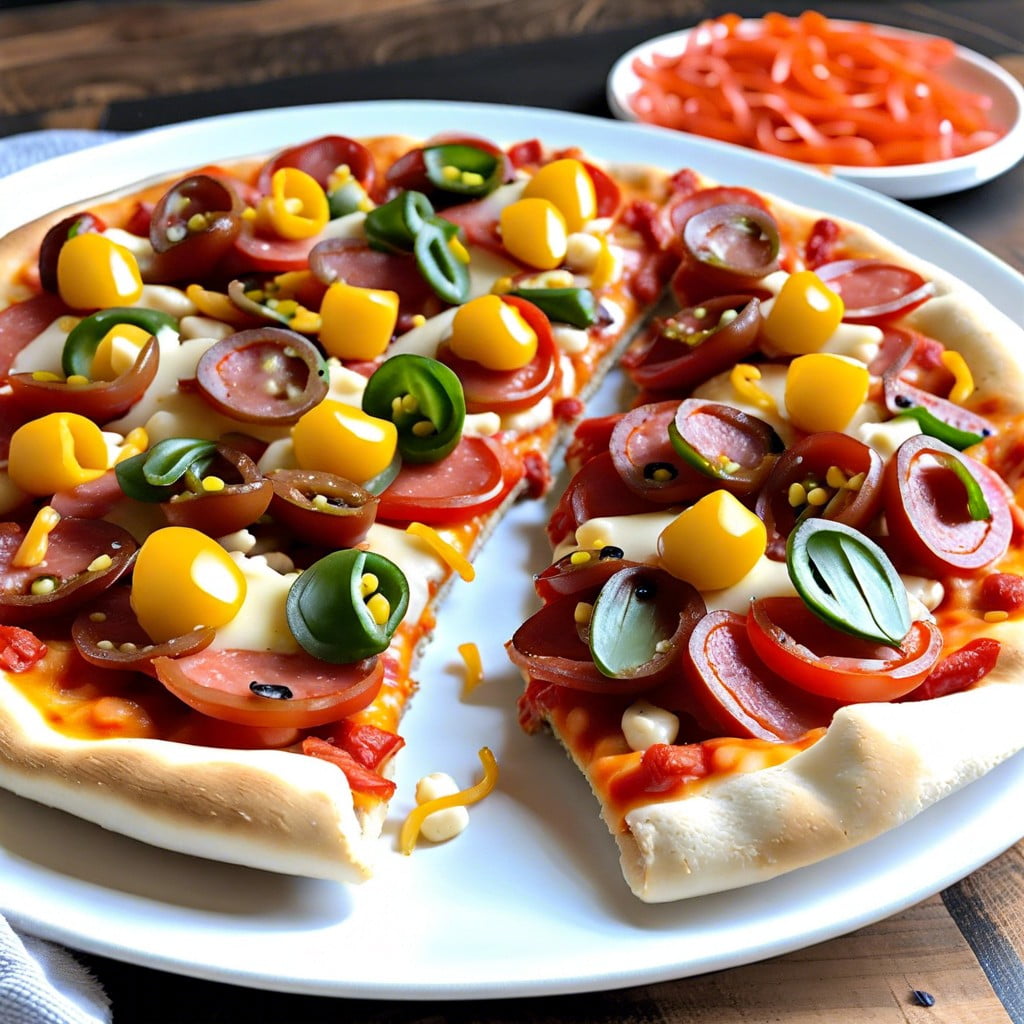 pita pizzas with 100 mini pepperoni pieces