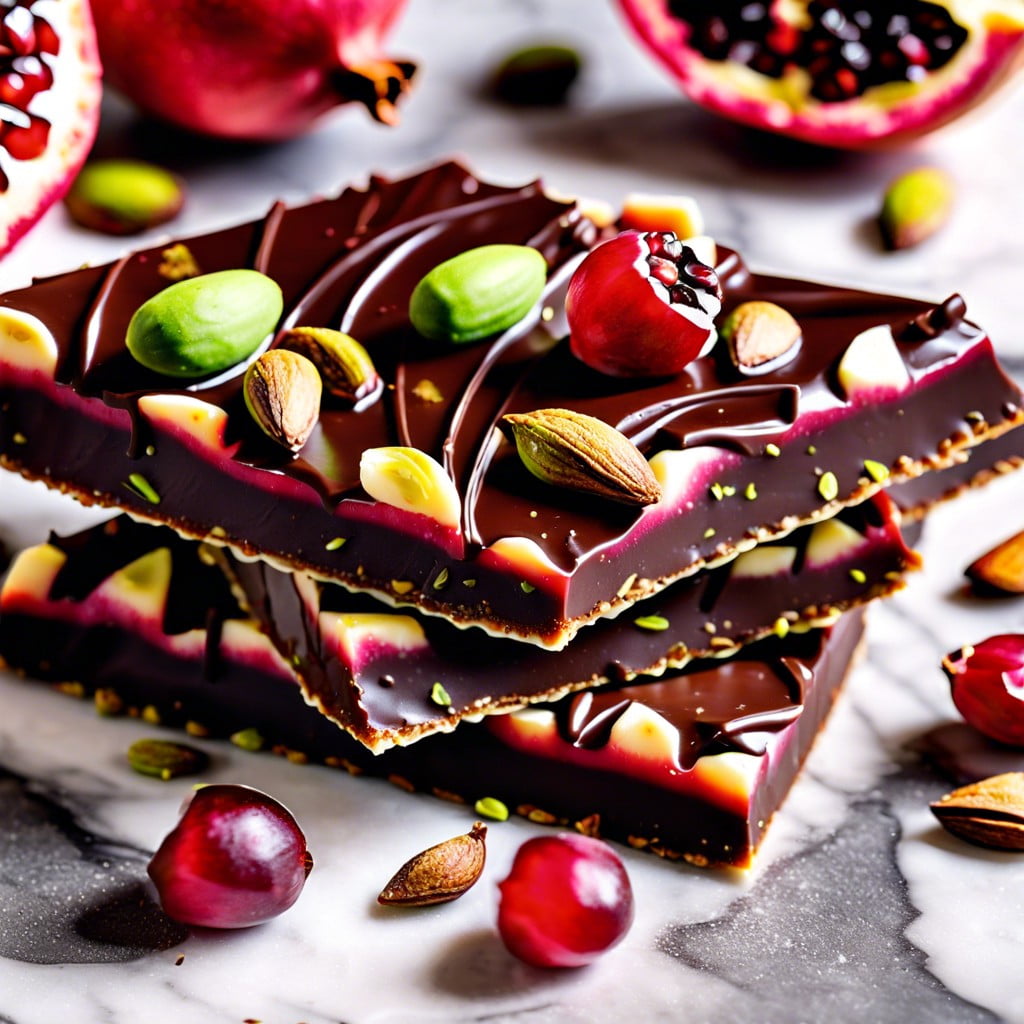 pomegranate and pistachio dark chocolate bark