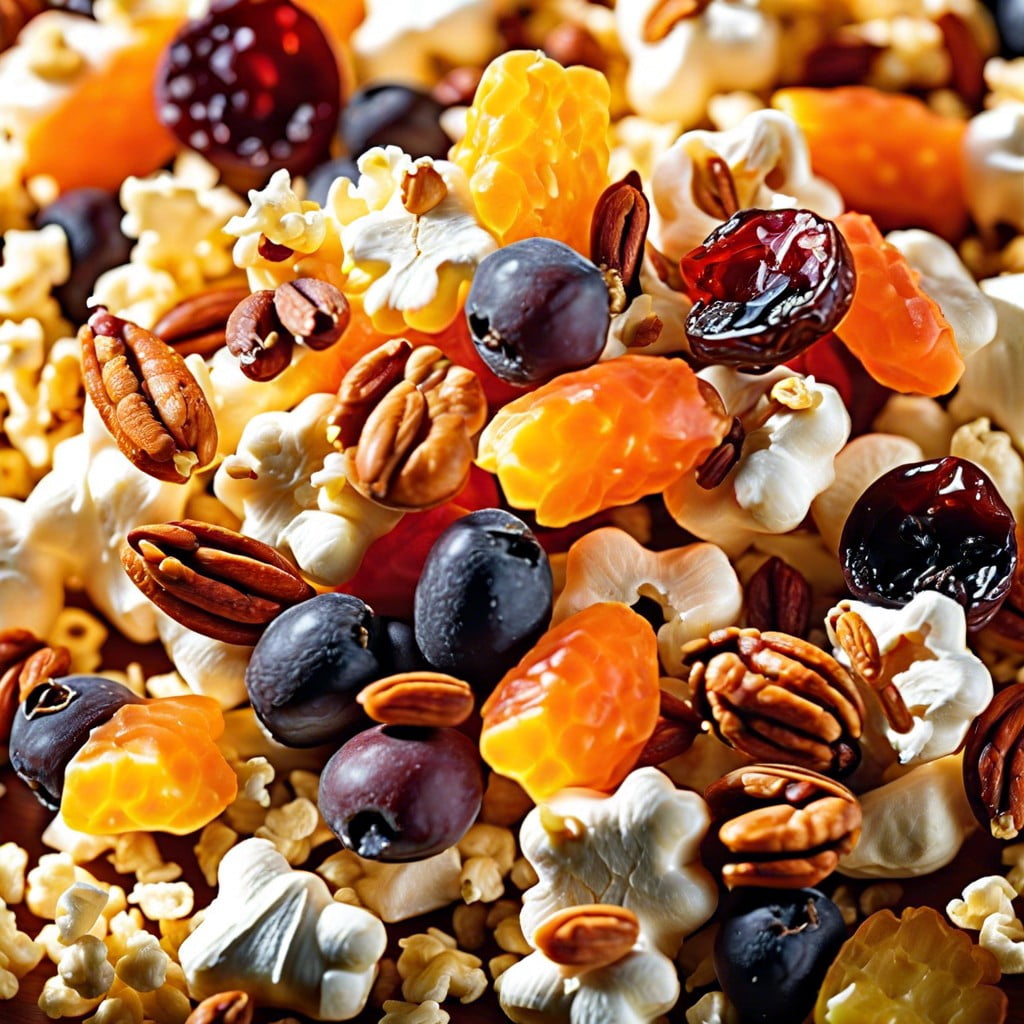 popcorn mix with dried fruits and nuts