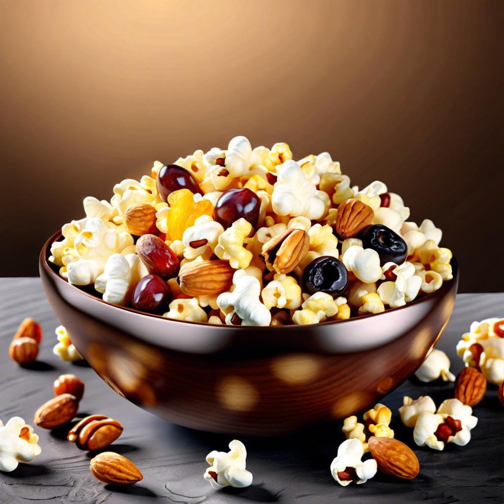 popcorn mix with nuts and dried fruit