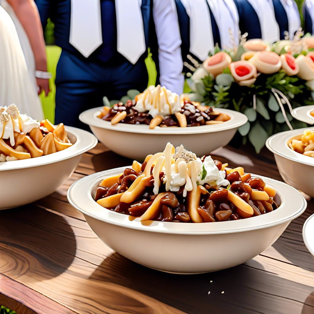 poutine bowls with assorted toppings