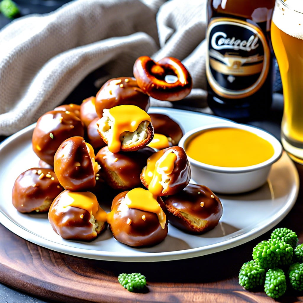 pretzel bites with beer cheese sauce