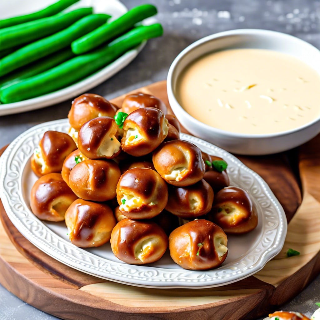 pretzel bites with cheese dip