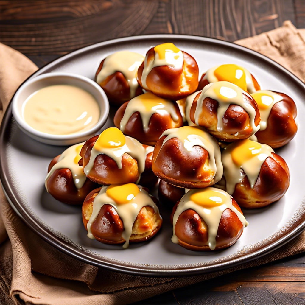 pretzel bites with cheese sauce