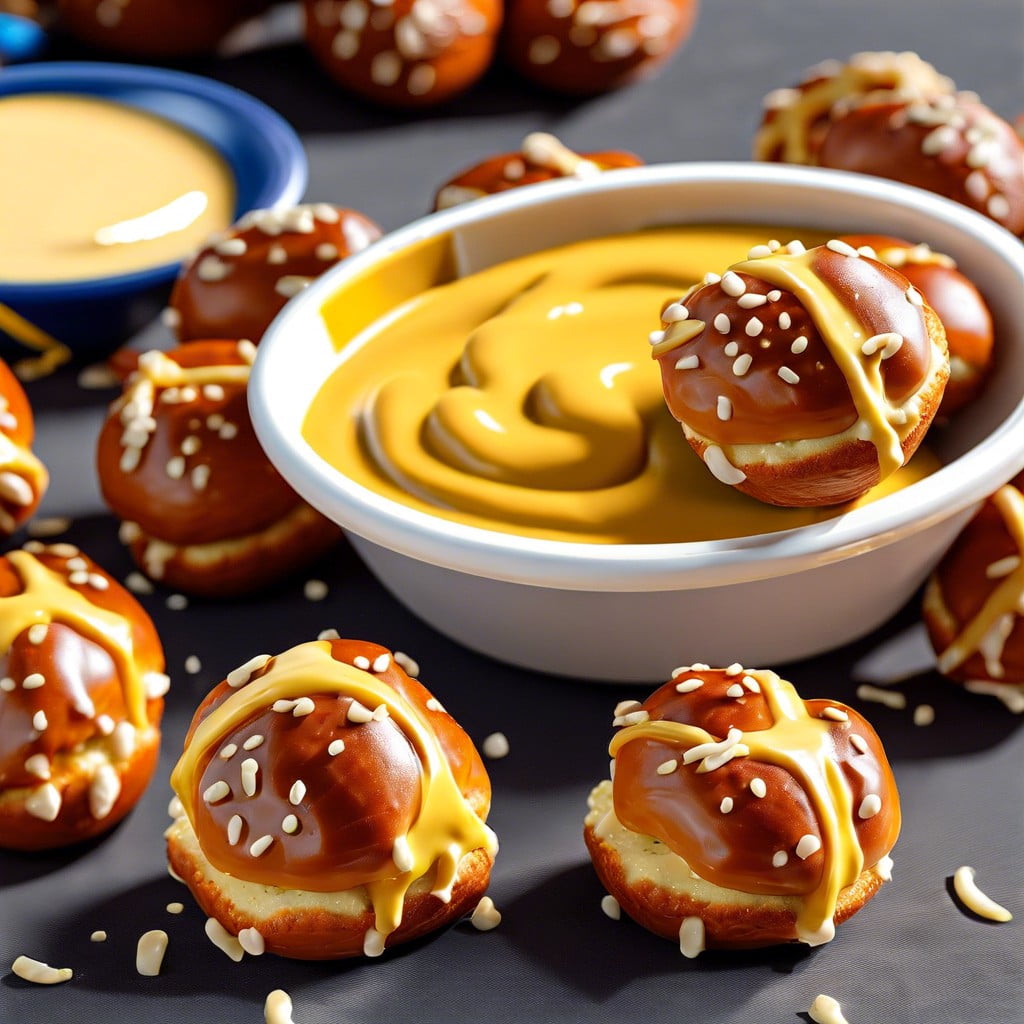 pretzel bites with mustard dip