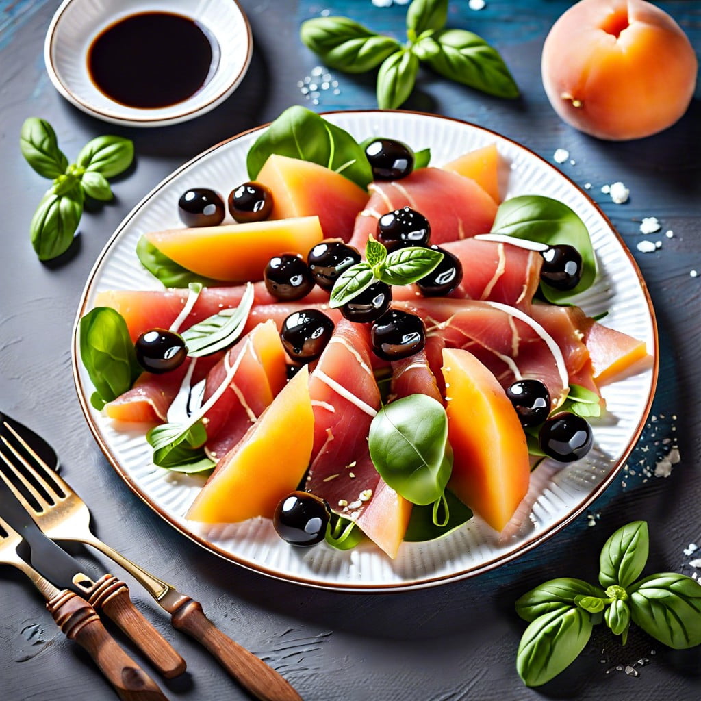 prosciutto and melon salad with a balsamic glaze