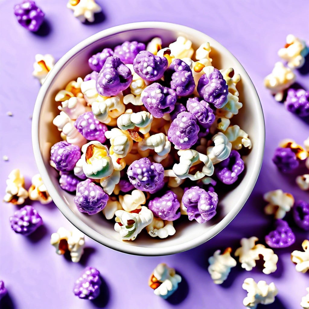 purple candy coated popcorn