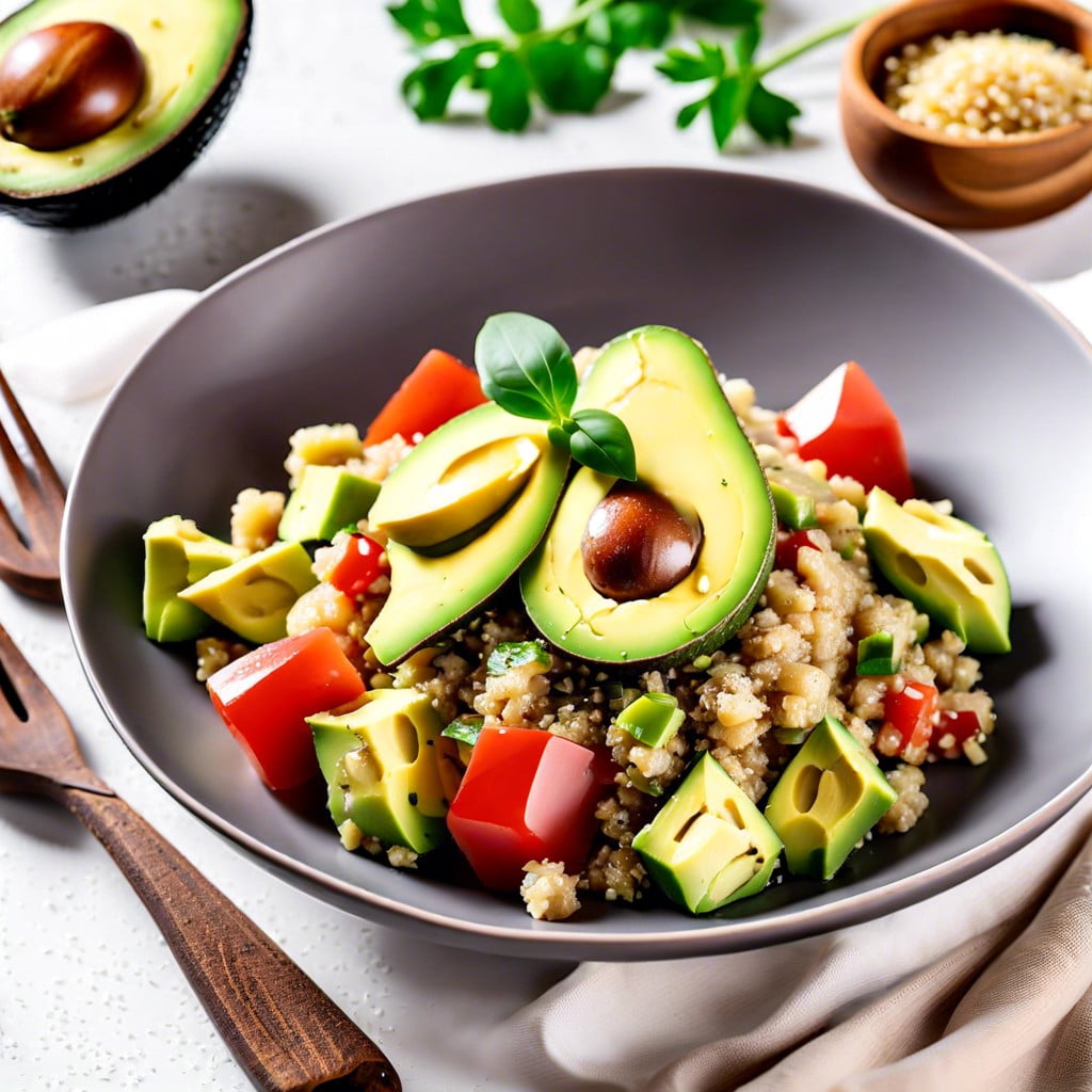 quinoa salad with avocado cubes