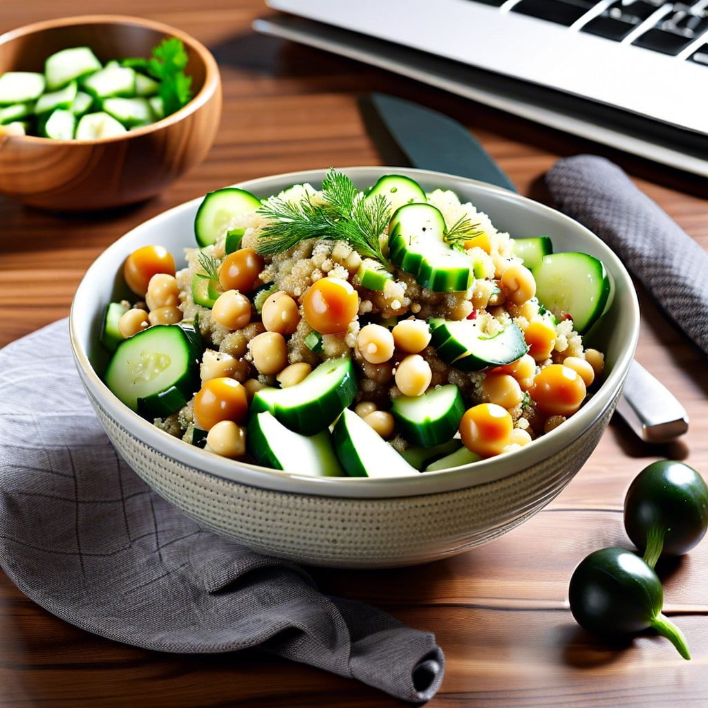 quinoa salad with chickpeas and cucumbers
