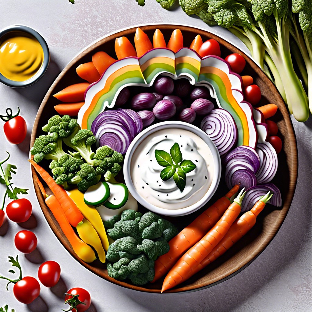 rainbow veggie box and yogurt dip