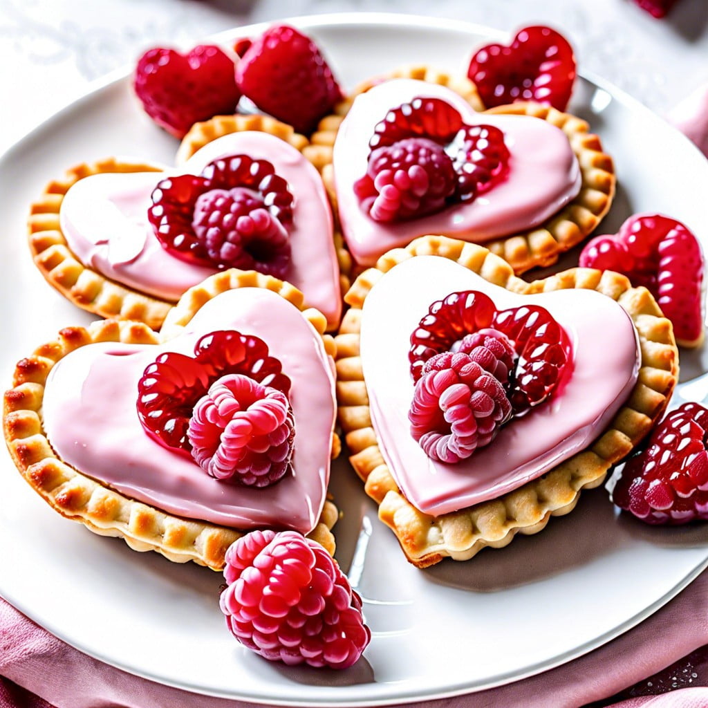 raspberry and cream cheese heart tarts