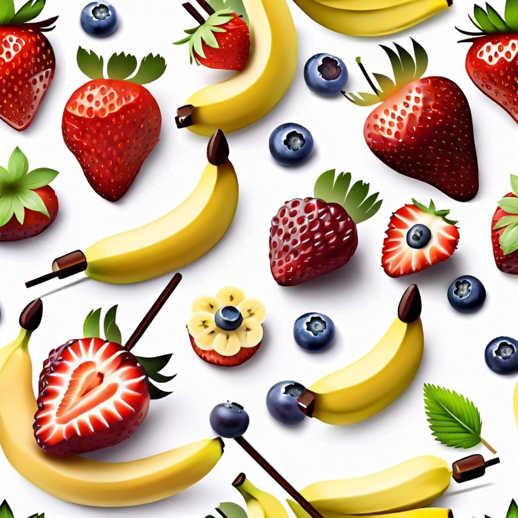 red white and blue fruit skewers with strawberries bananas and blueberries