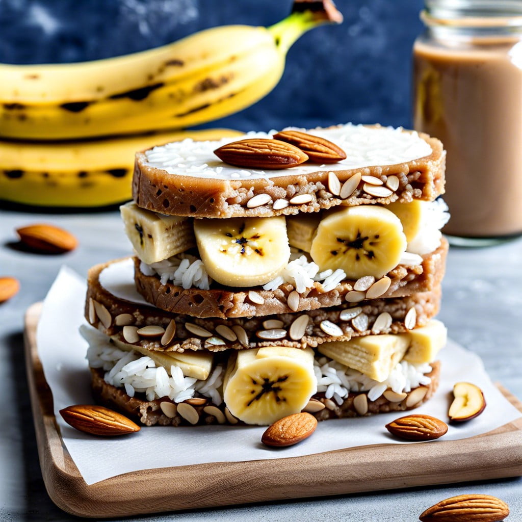 rice cake sandwiches with almond butter and banana