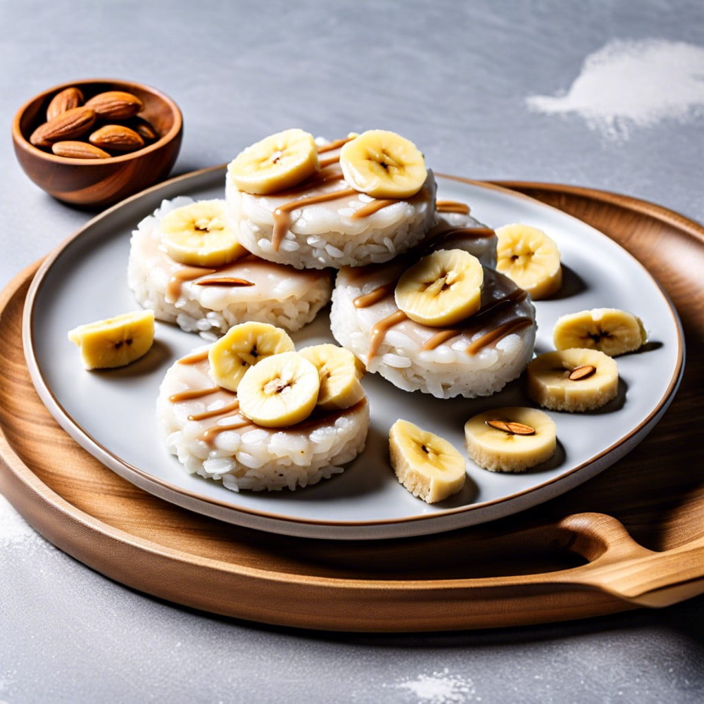 rice cakes with almond butter and banana