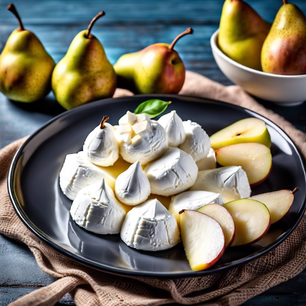 ricotta cheese and pear slices