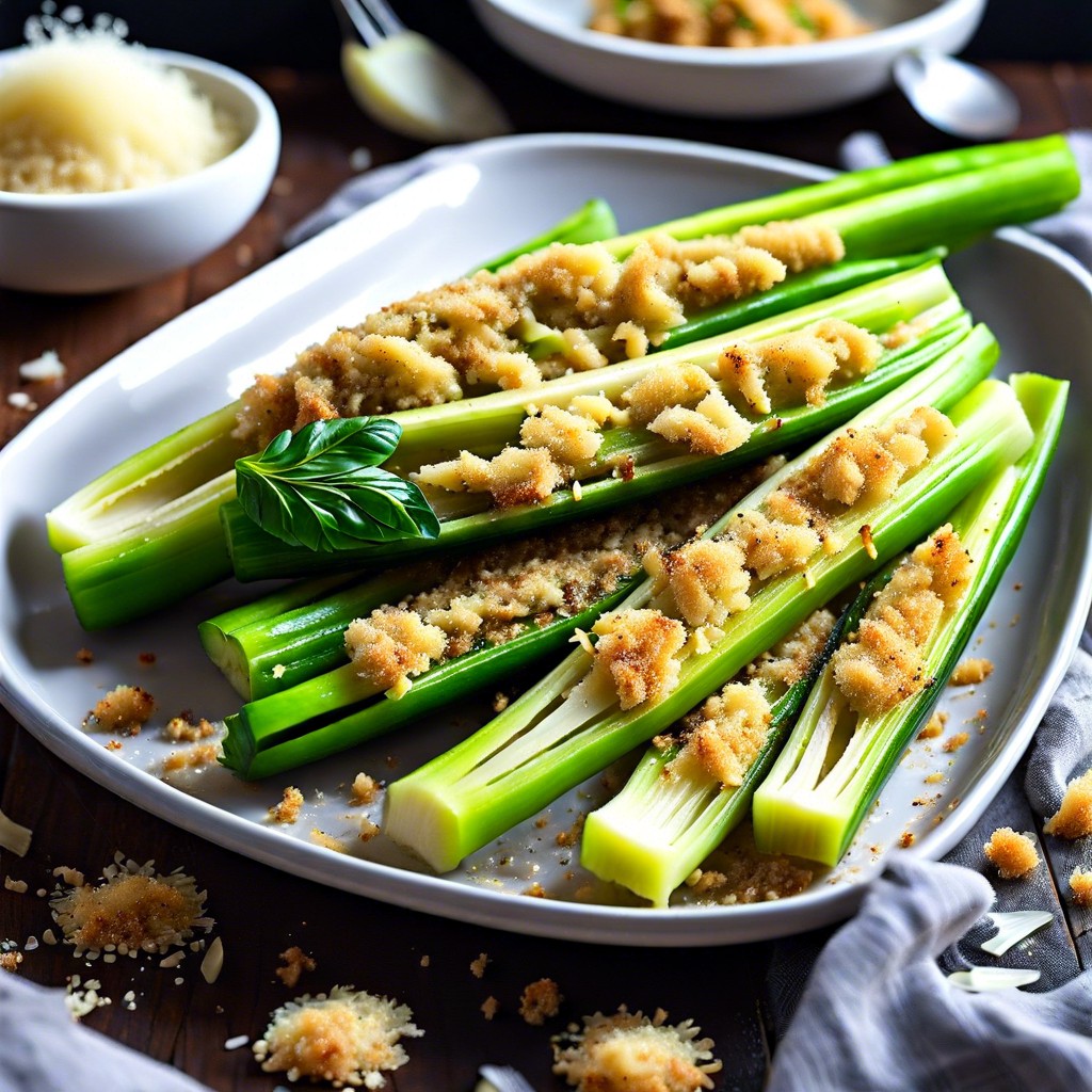 roasted celery with parmesan and garlic bread crumbs