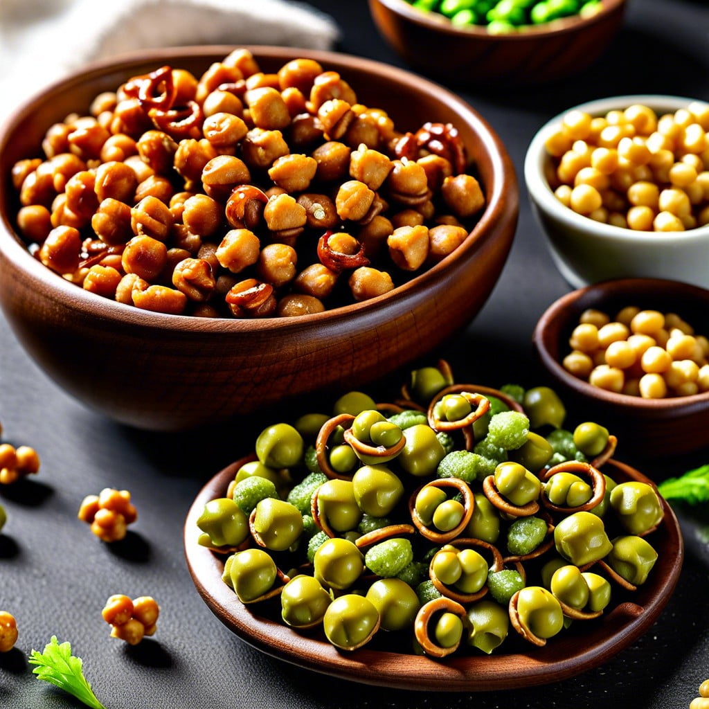 savory crunch roasted chickpeas pretzel bits and wasabi peas