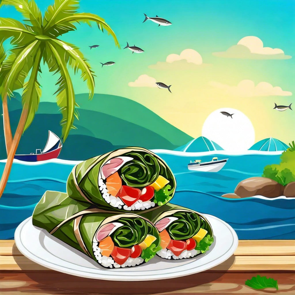 seaweed wraps with tuna and veggies