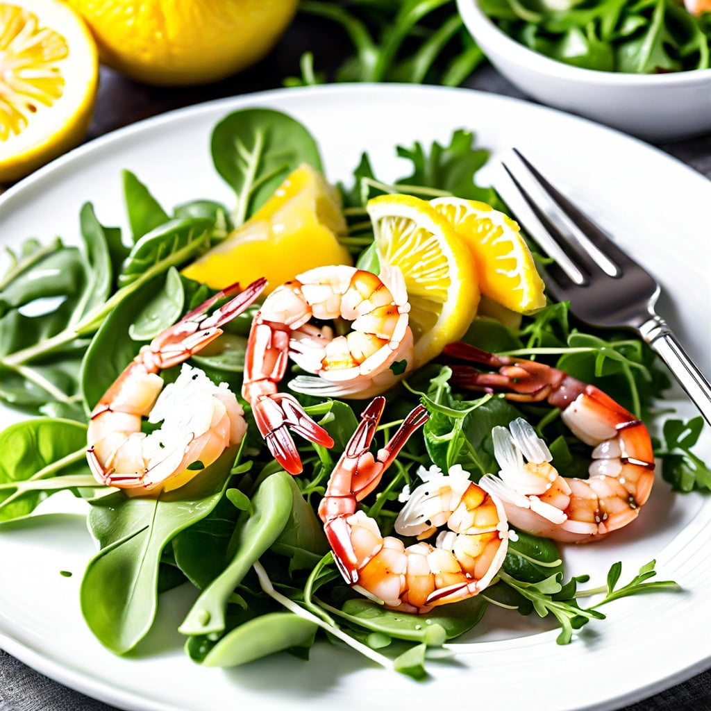 shrimp and arugula salad with a citrus dressing