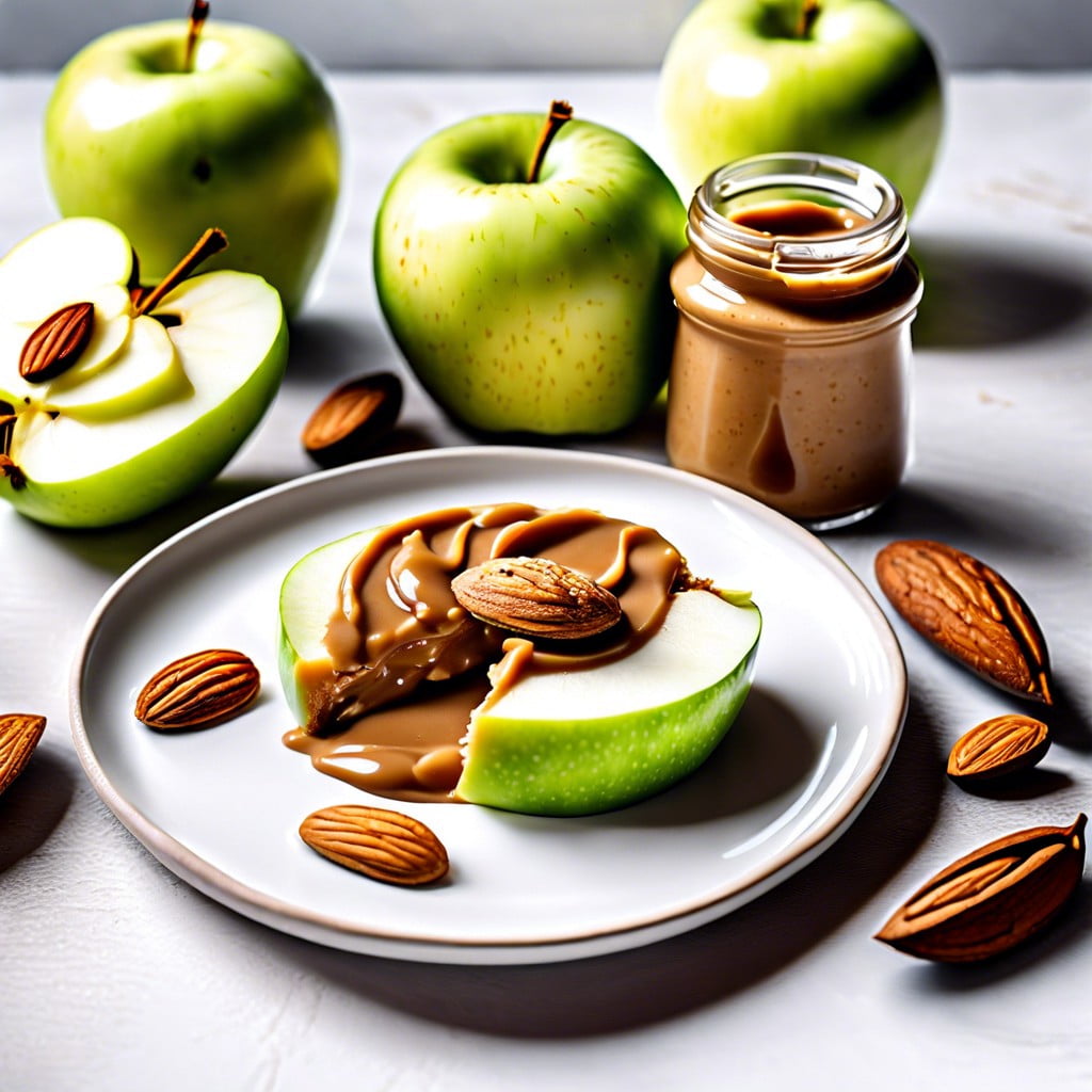 sliced apple with almond butter