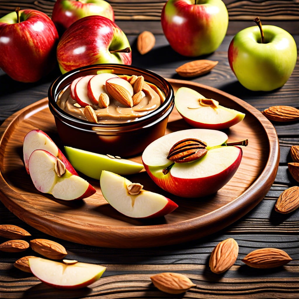 sliced apples with almond butter