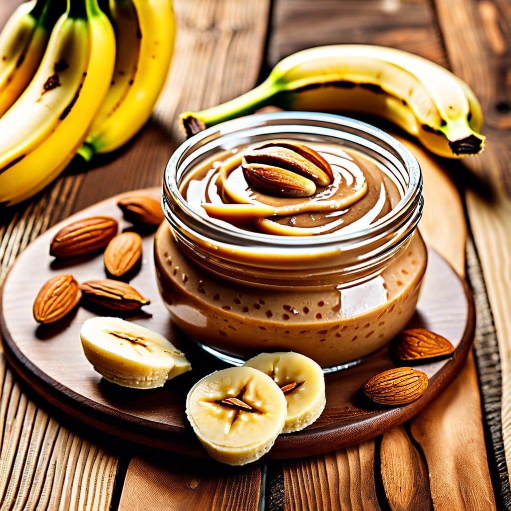 sliced banana with almond butter