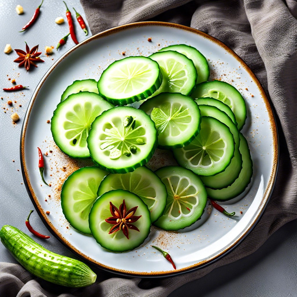 sliced cucumber with lime and chili powder