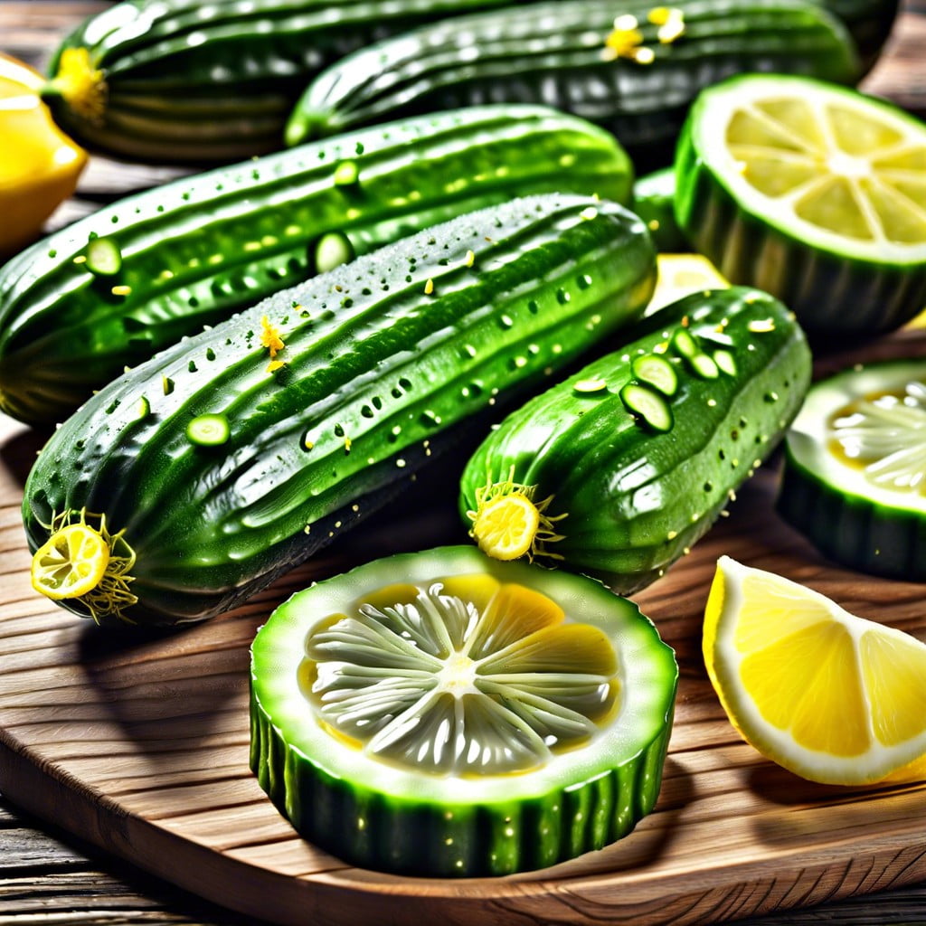 sliced cucumbers with lemon zest