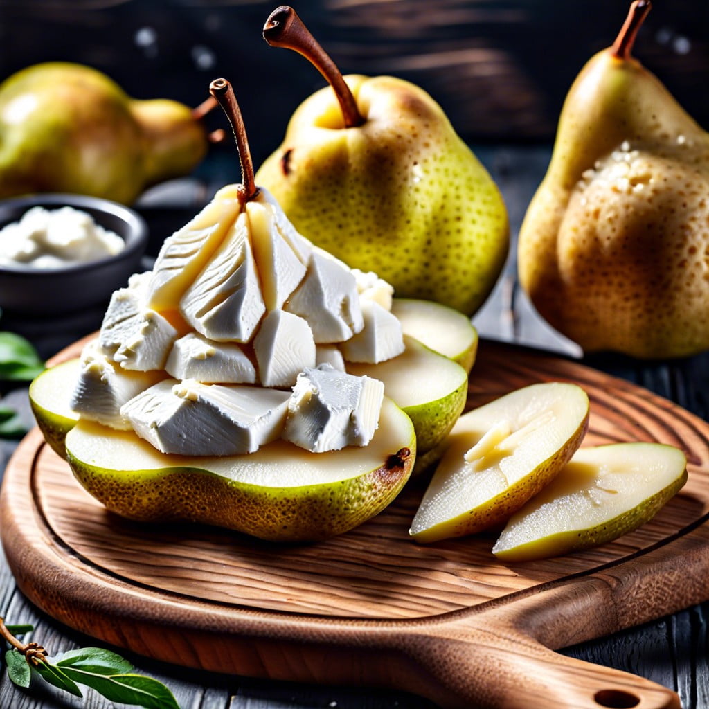 sliced pear with ricotta cheese