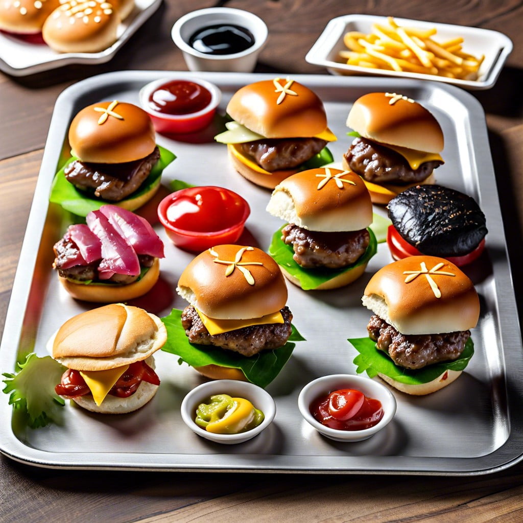 slider burgers with assorted toppings