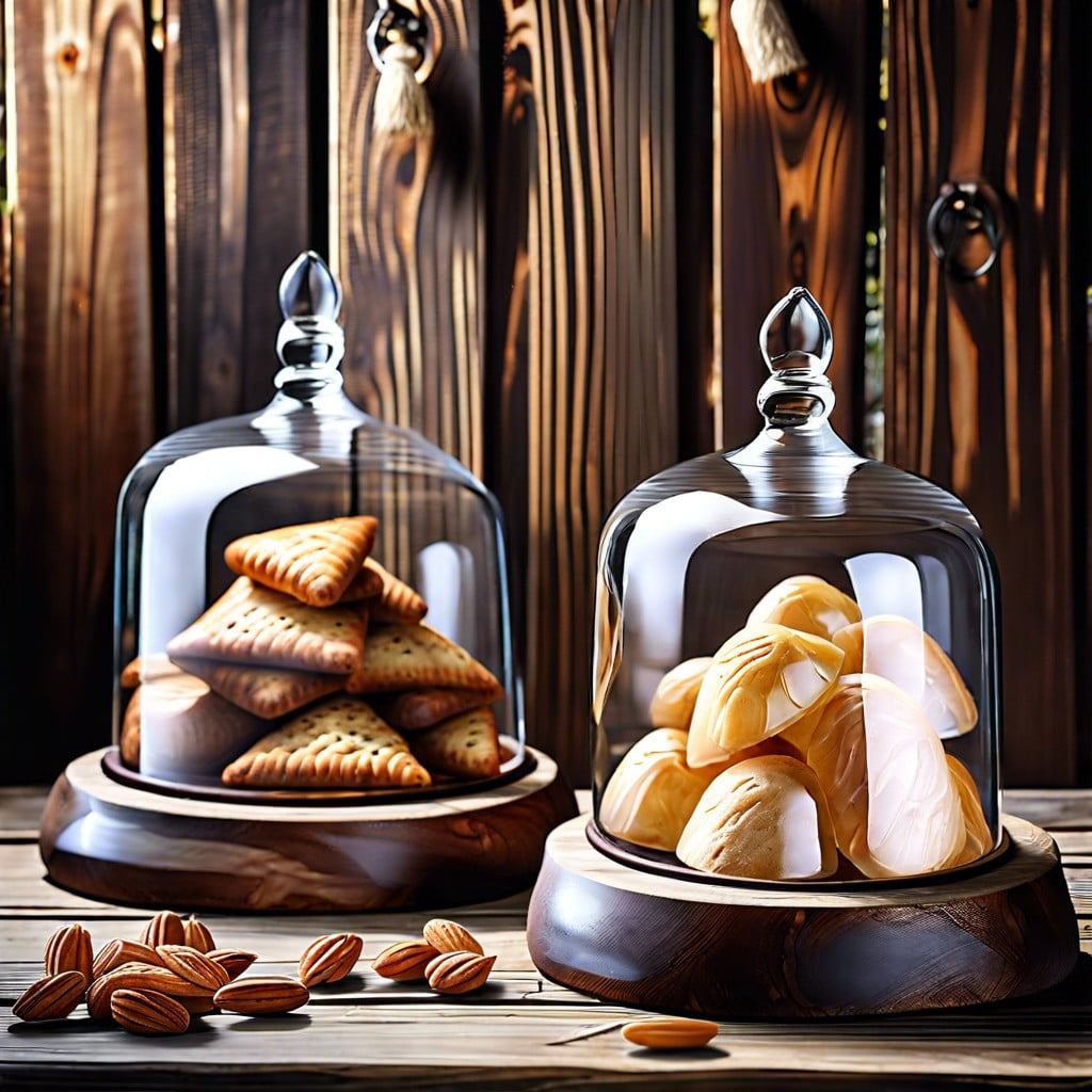 snack filled glass cloches