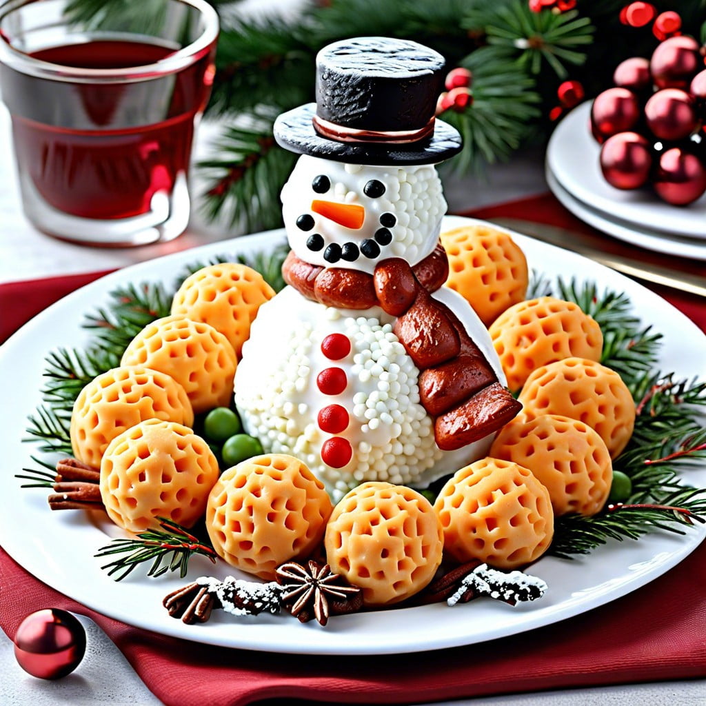 snowman cheese balls