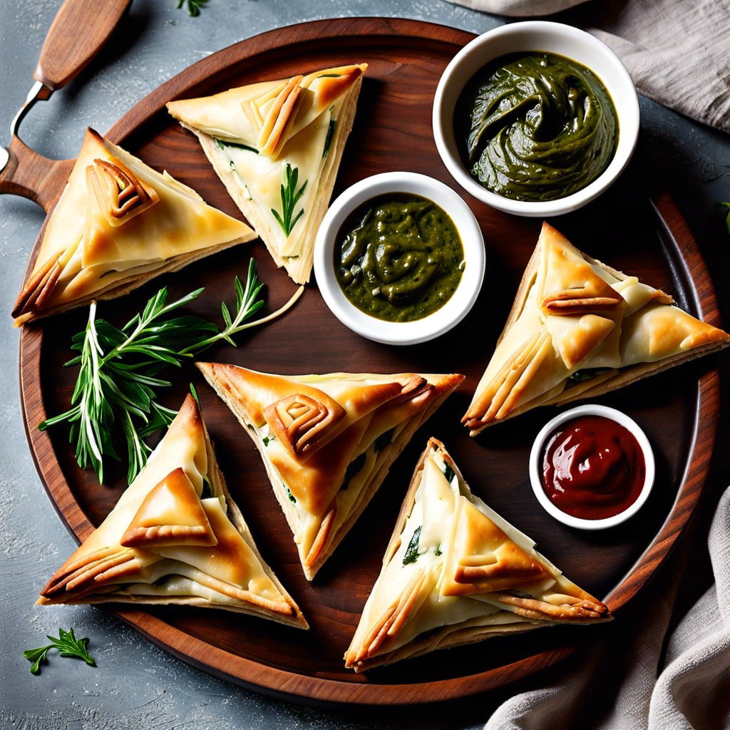 spanakopita triangles spinach and feta phyllo pastry