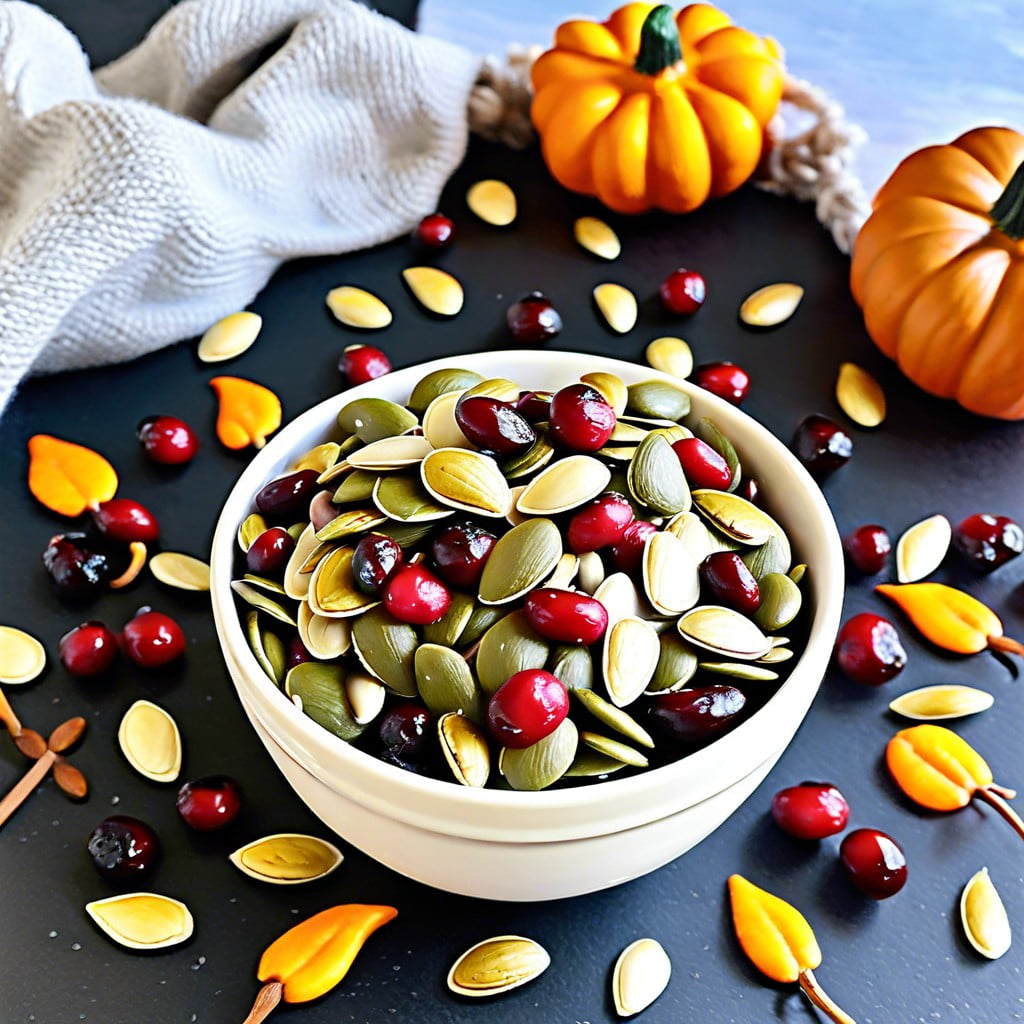 spiced pumpkin seed and cranberry snack mix