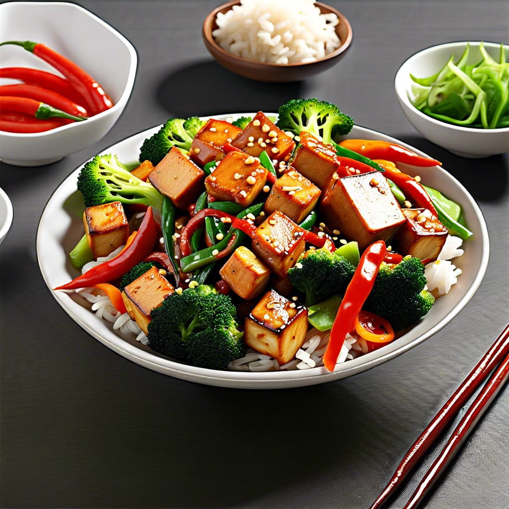 spicy tofu and vegetable stir fry