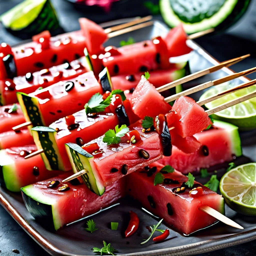 spicy watermelon skewers