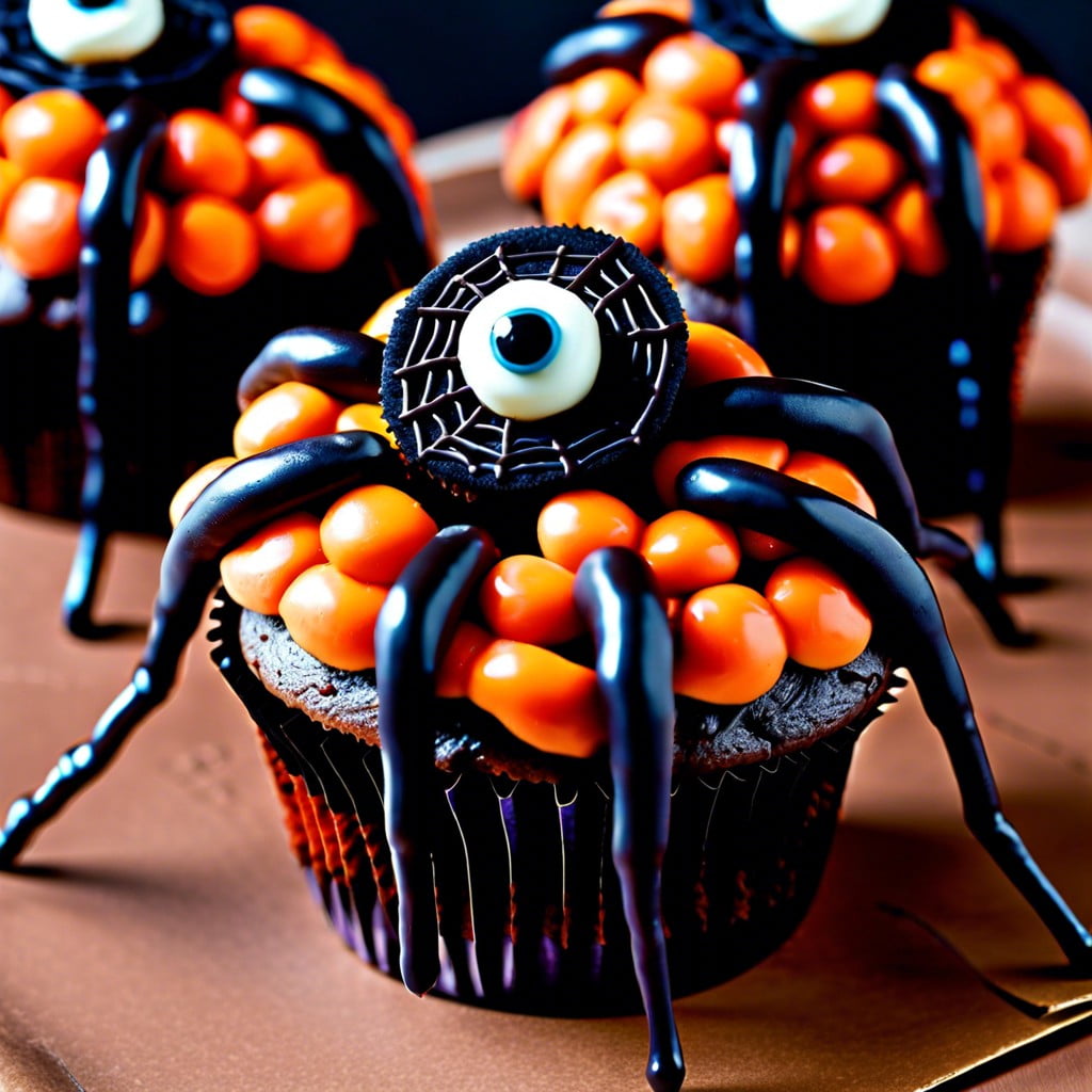 spider cupcakes chocolate cupcakes with licorice legs and candy eyes
