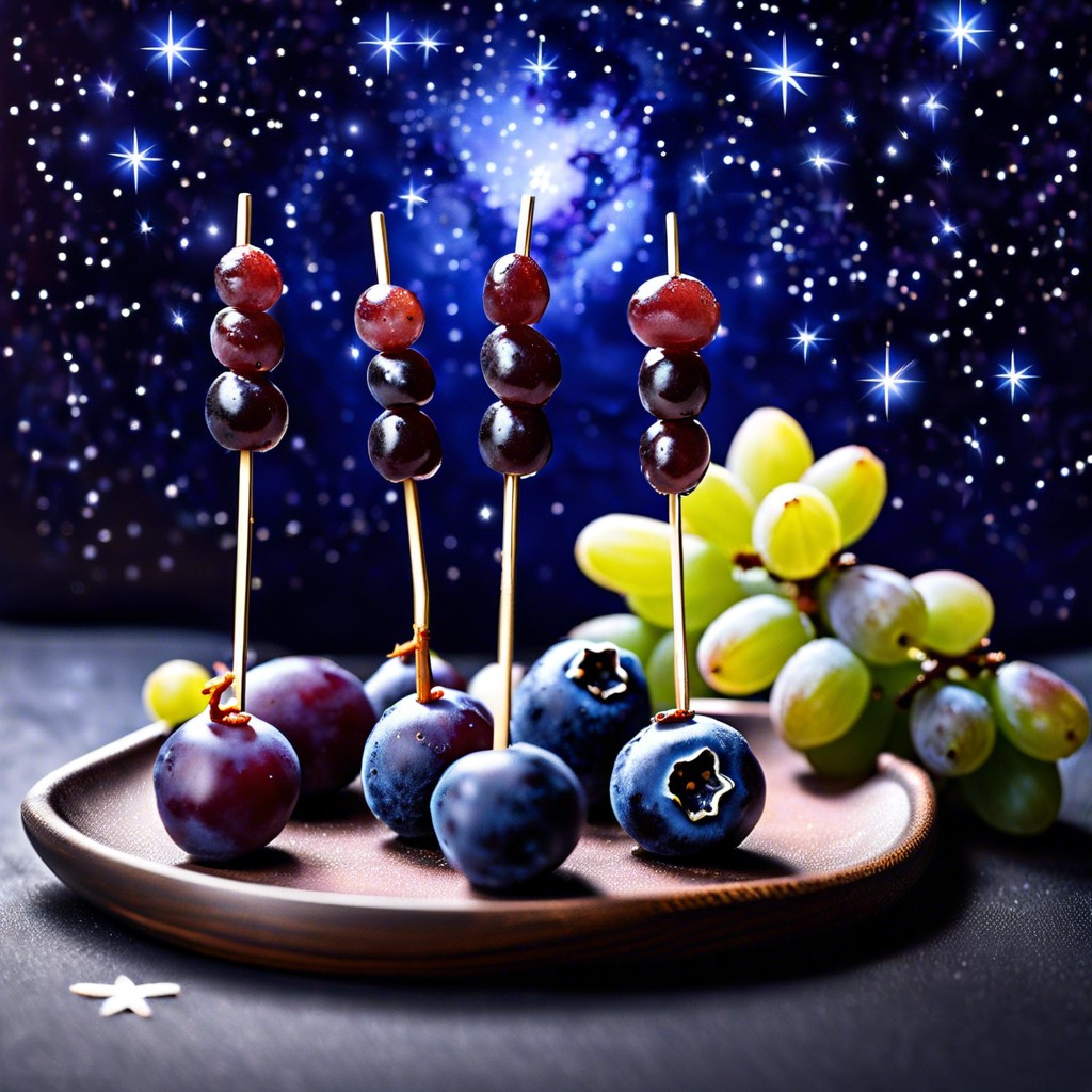 starry night grape skewers blueberries and grapes on skewers