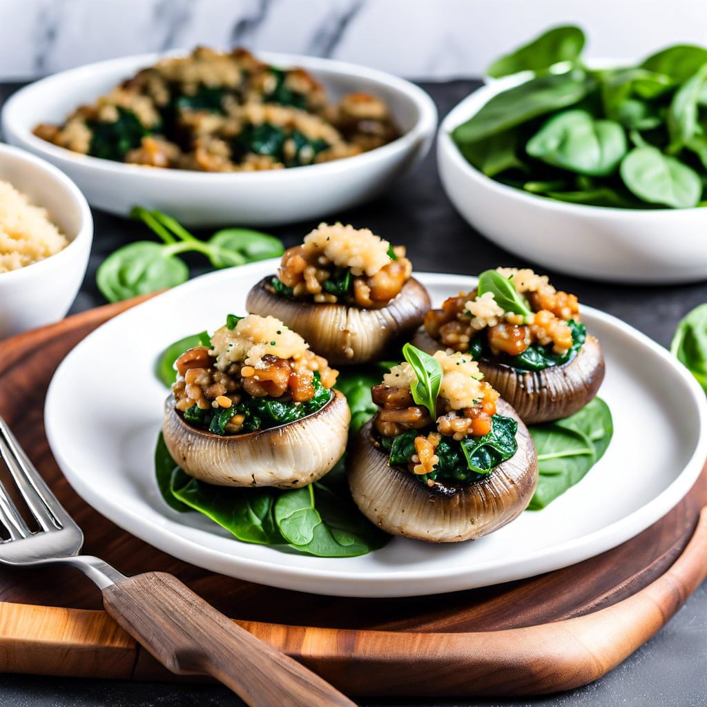 stuffed mushrooms with spinach and quinoa