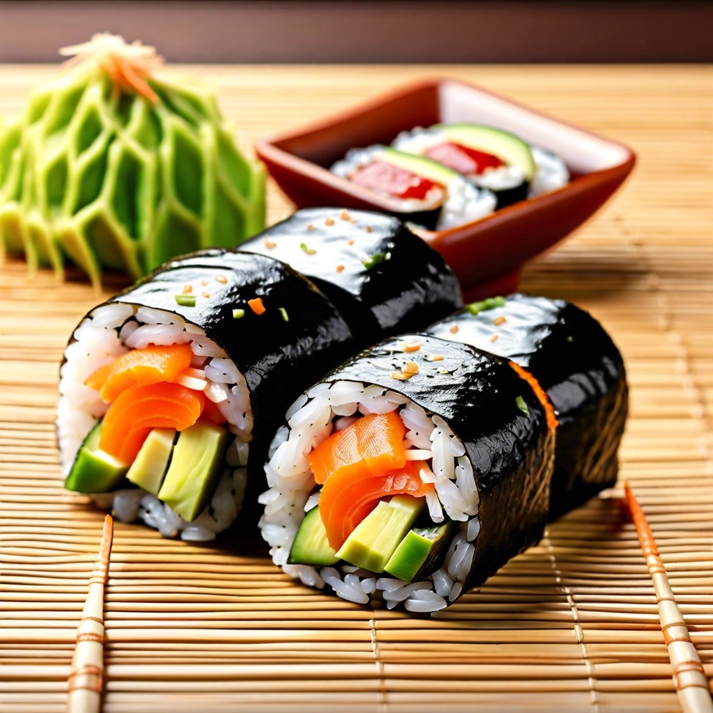 sushi rolls with avocado and carrot