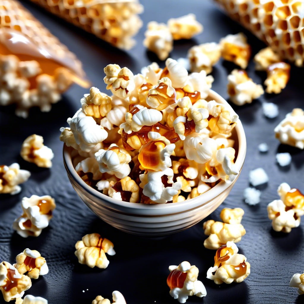 sweet and salty popcorn popcorn with a drizzle of honey and a sprinkle of sea salt