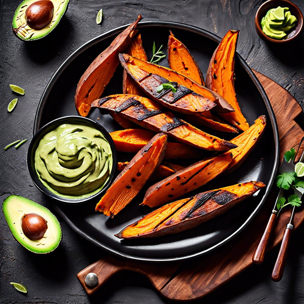 sweet potato wedges with avocado dip