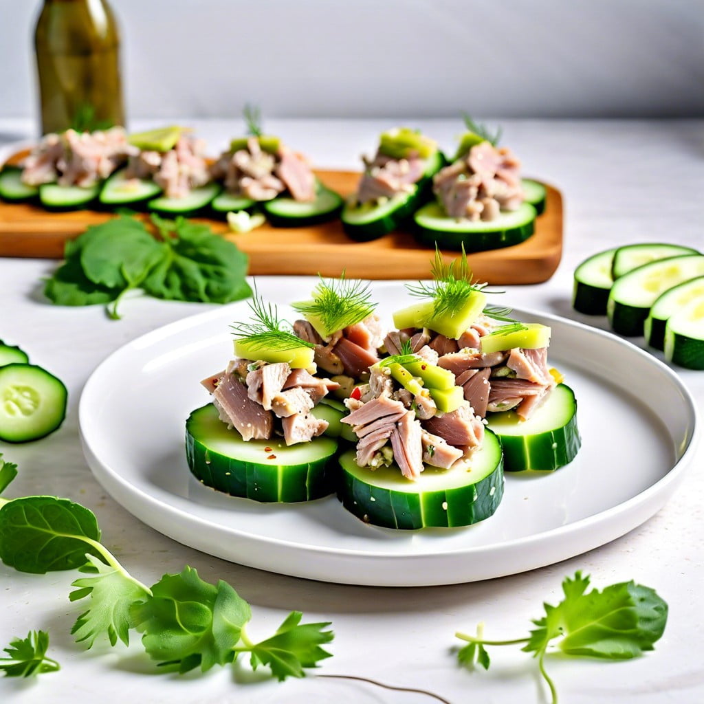 tuna salad on cucumber slices