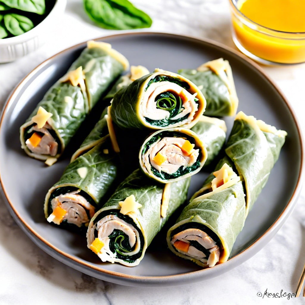 turkey and cheese roll ups with spinach