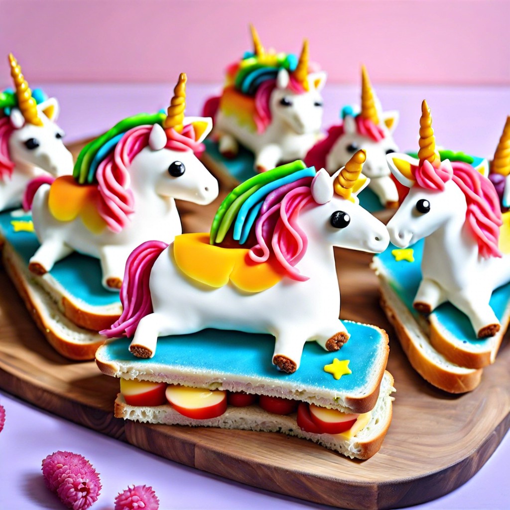 unicorn sandwiches using cookie cutters